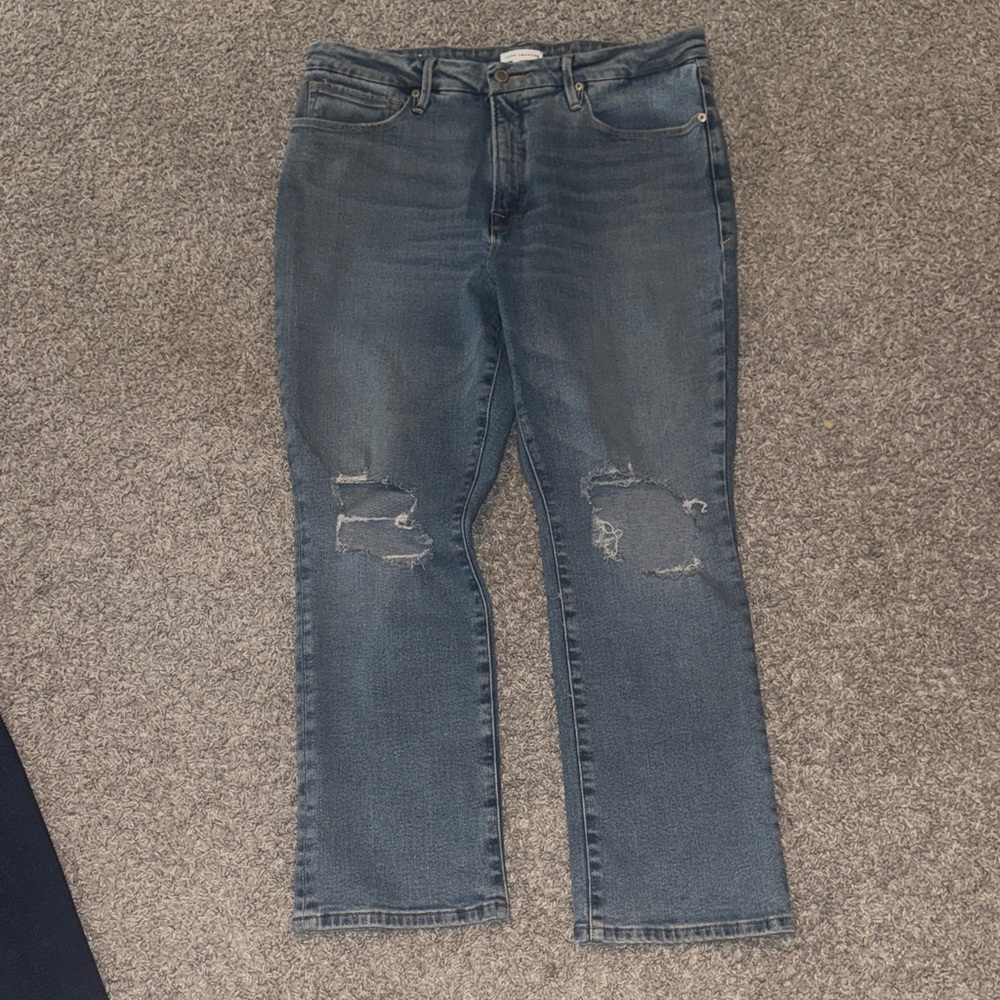 Good American Dark Blue Straight Leg Jeans